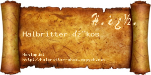 Halbritter Ákos névjegykártya